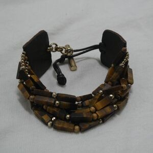 Kenneth Cole Tiger Eye Leather Toggle Bracelet
